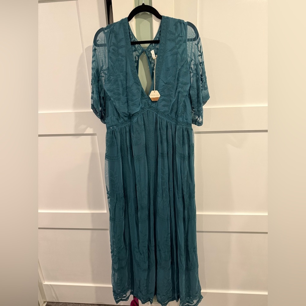 Pinkblush Teal V neck Dress